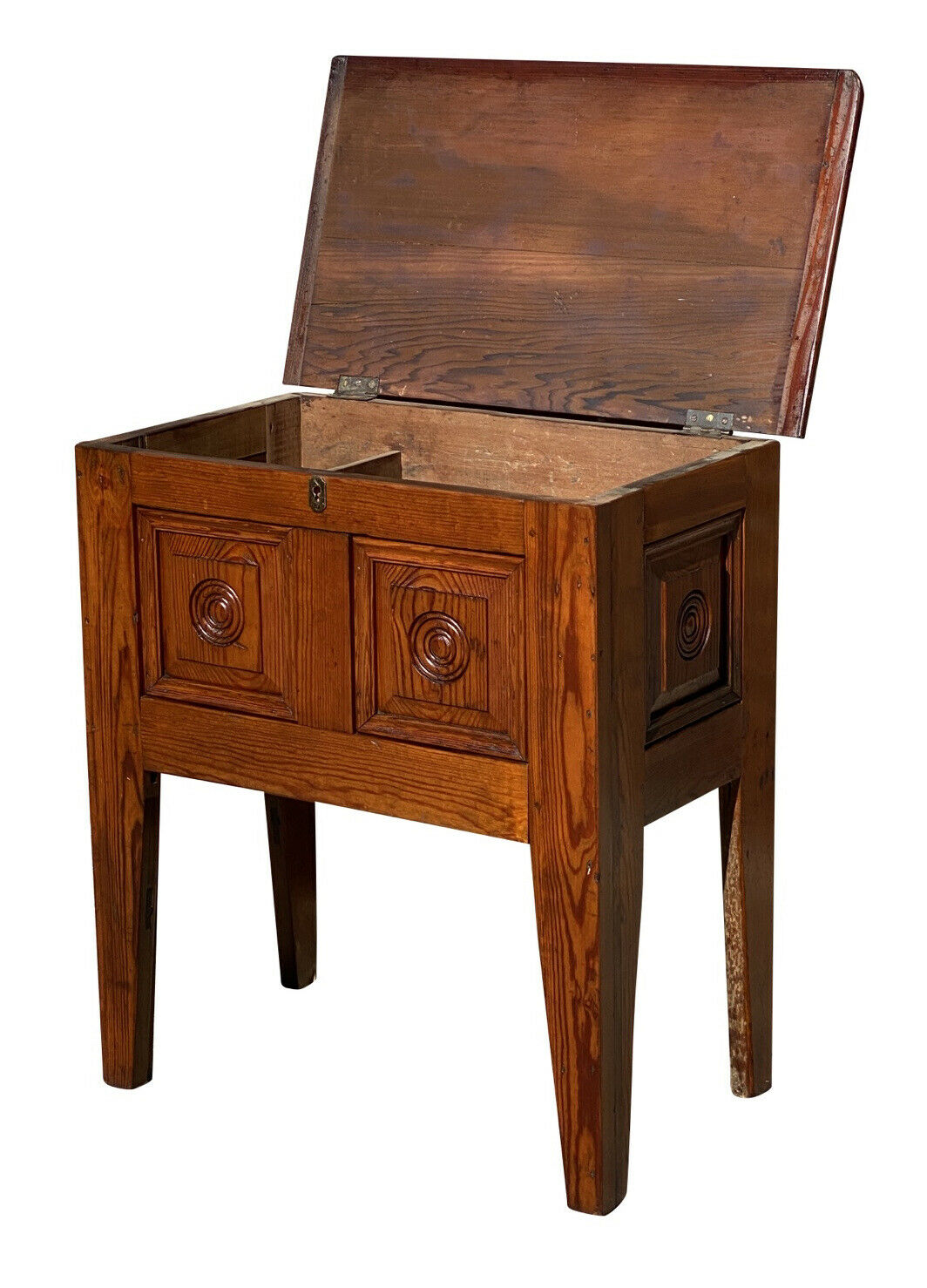 19th C Antique Federal Period Southern Yellow Pine Lift Top Sugar Chest / Box