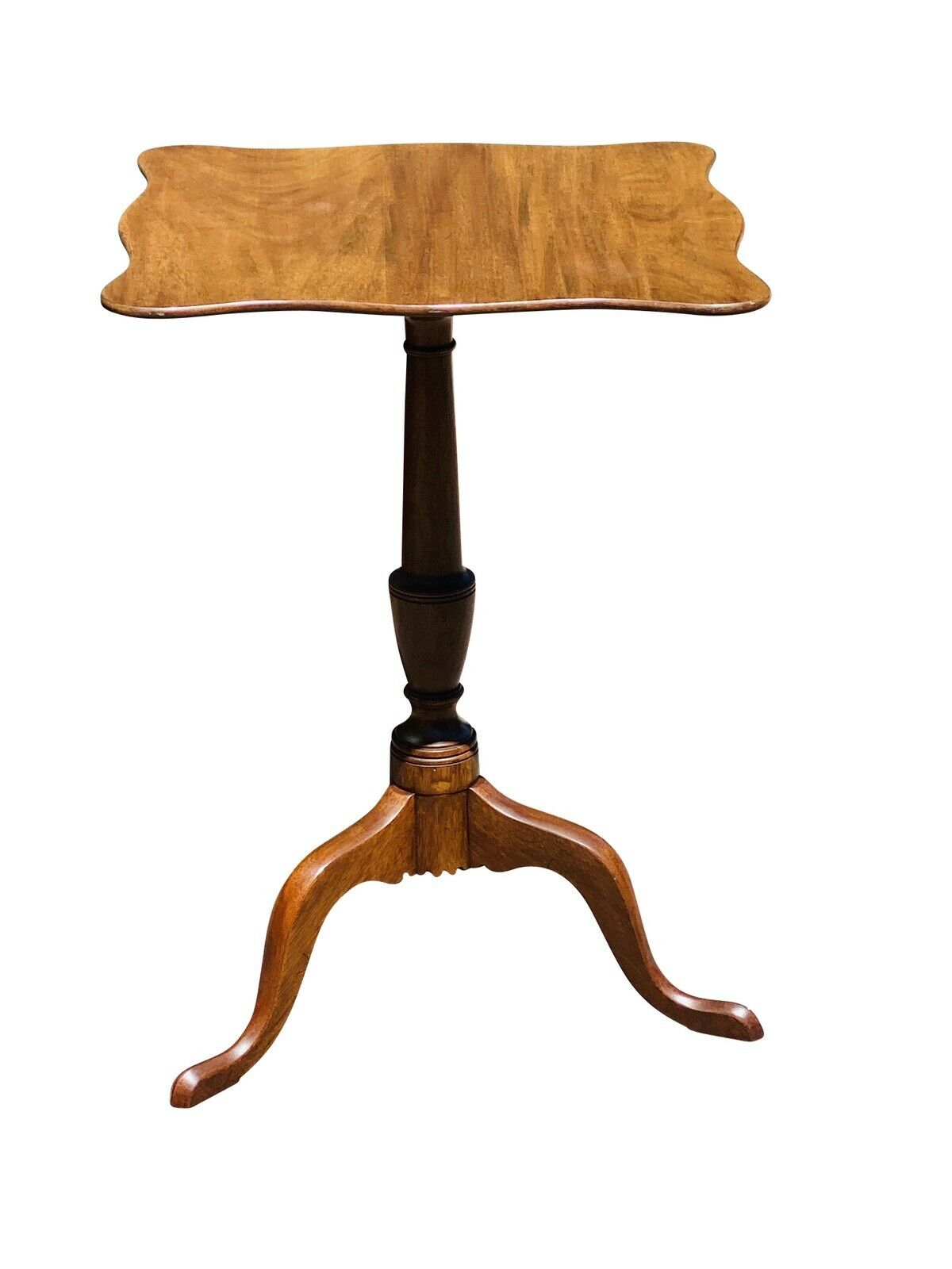 20th C Queen Anne Antique Style Henkel Harris Mahogany Tilt Top Candle Stand
