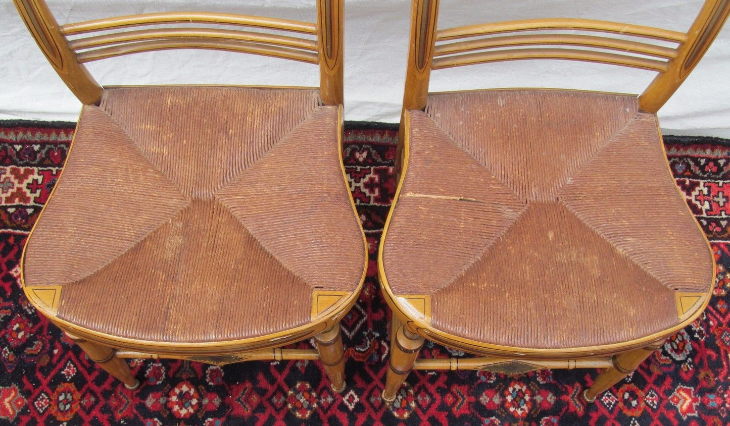 SET OF 8 SHERATON PERIOD FANCY PAINTED CHAIRS CIRCA 1820 IN BEST PAINT SURFACE