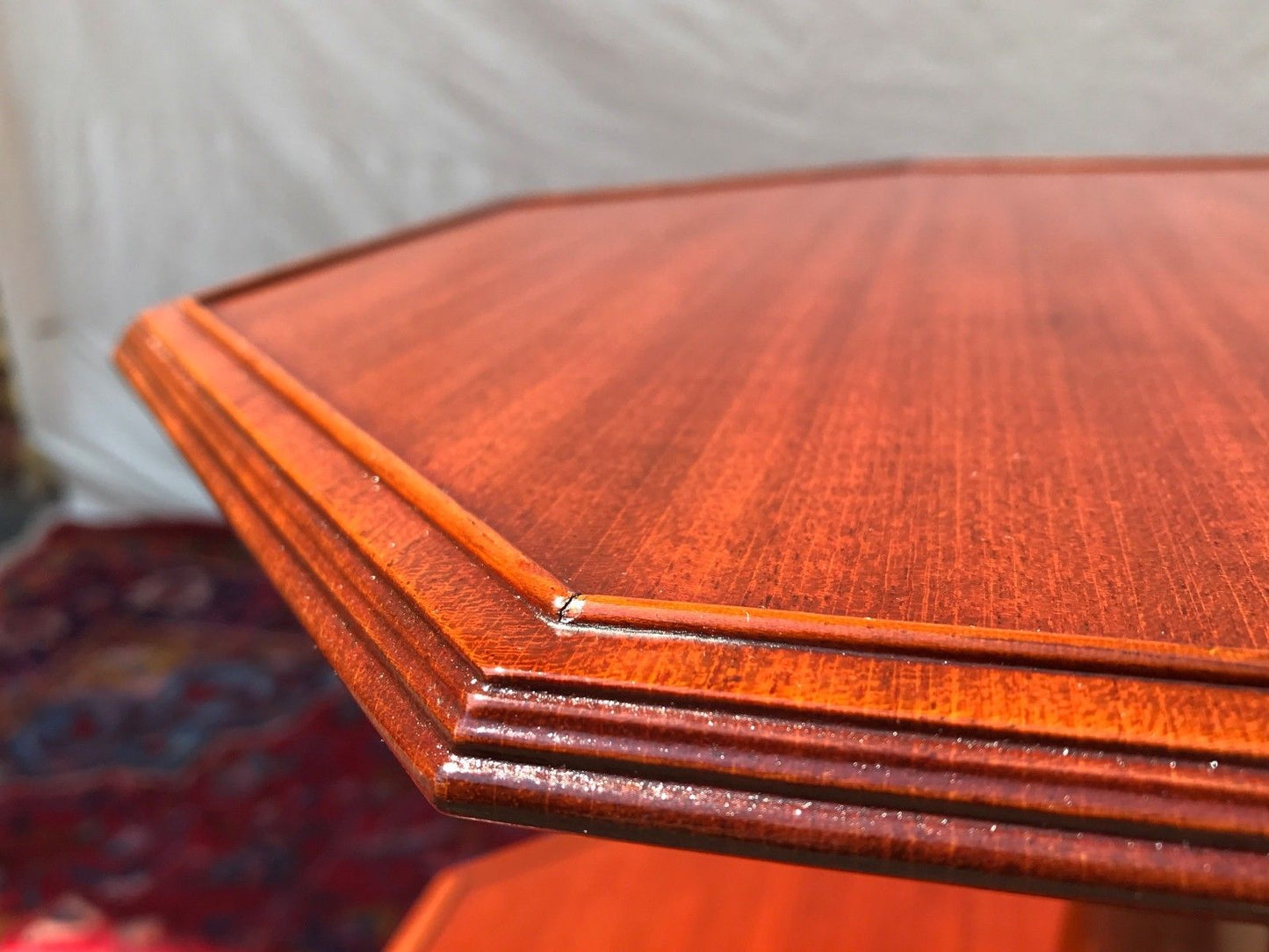 FEDERAL STYLE INLAID MAHOGANY TWO TIER SPADE LEG TABLE BY NATHAN MARGOLIS