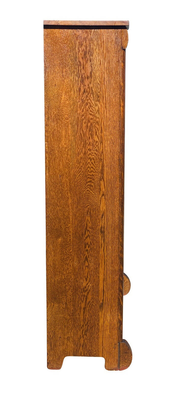 20TH C ANTIQUE TIGER OAK DOUBLE DOOR BOOKCASE / CABINET ~ BLANCHARD HAMILTON