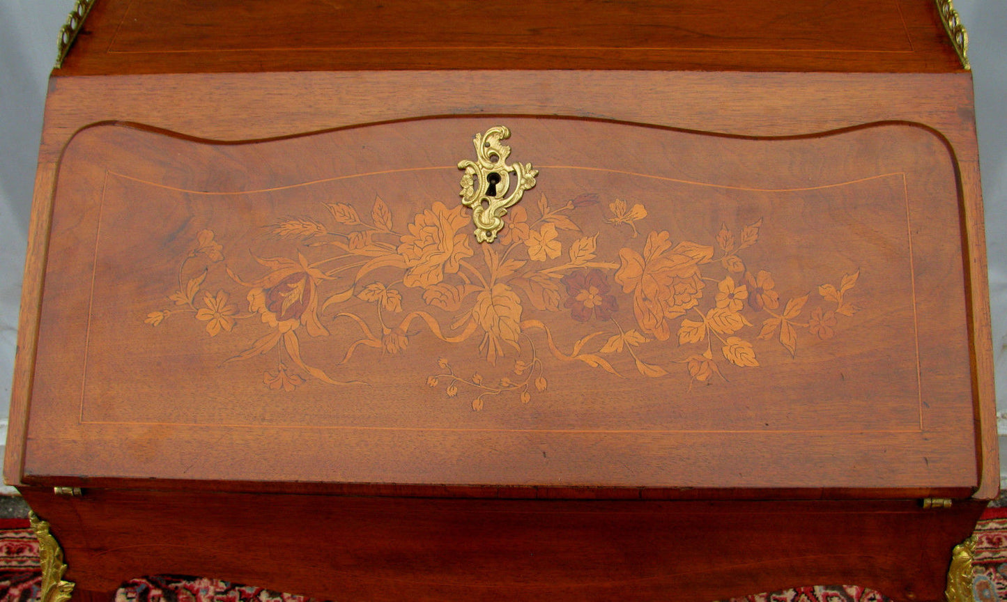 19th CENTURY FRENCH LOUIS XV MARQUETRY INLAID LADIES' DESK W/ORMALU DORE MOUNTS!