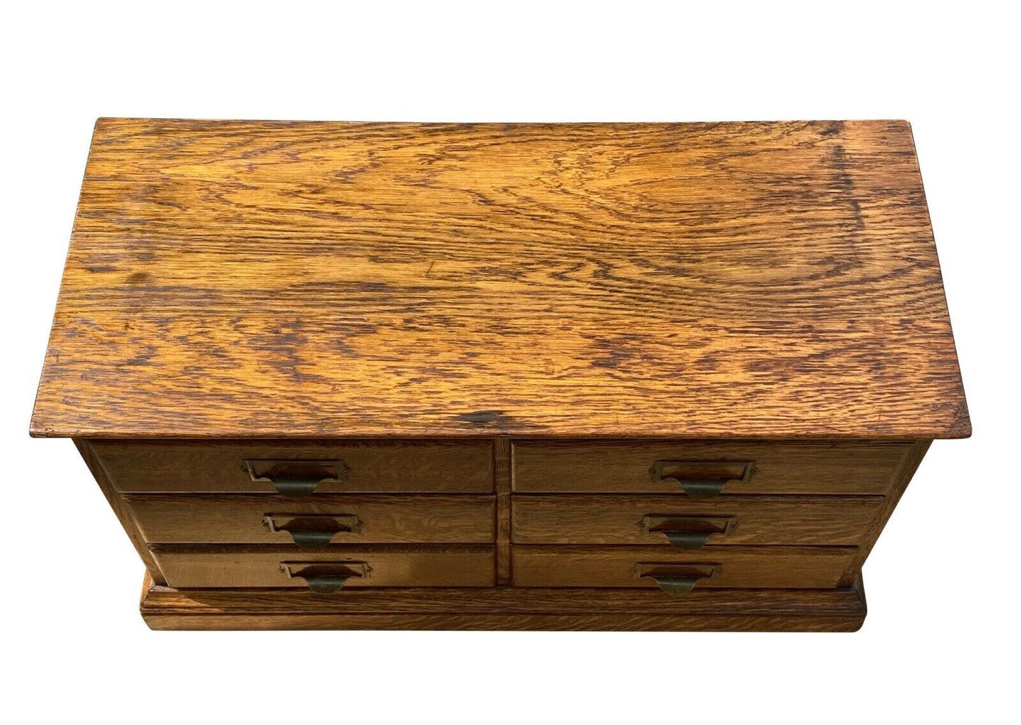Antique Arts & Crafts Tiger Oak 6 Drawer File Cabinet / Hardware Cabinet