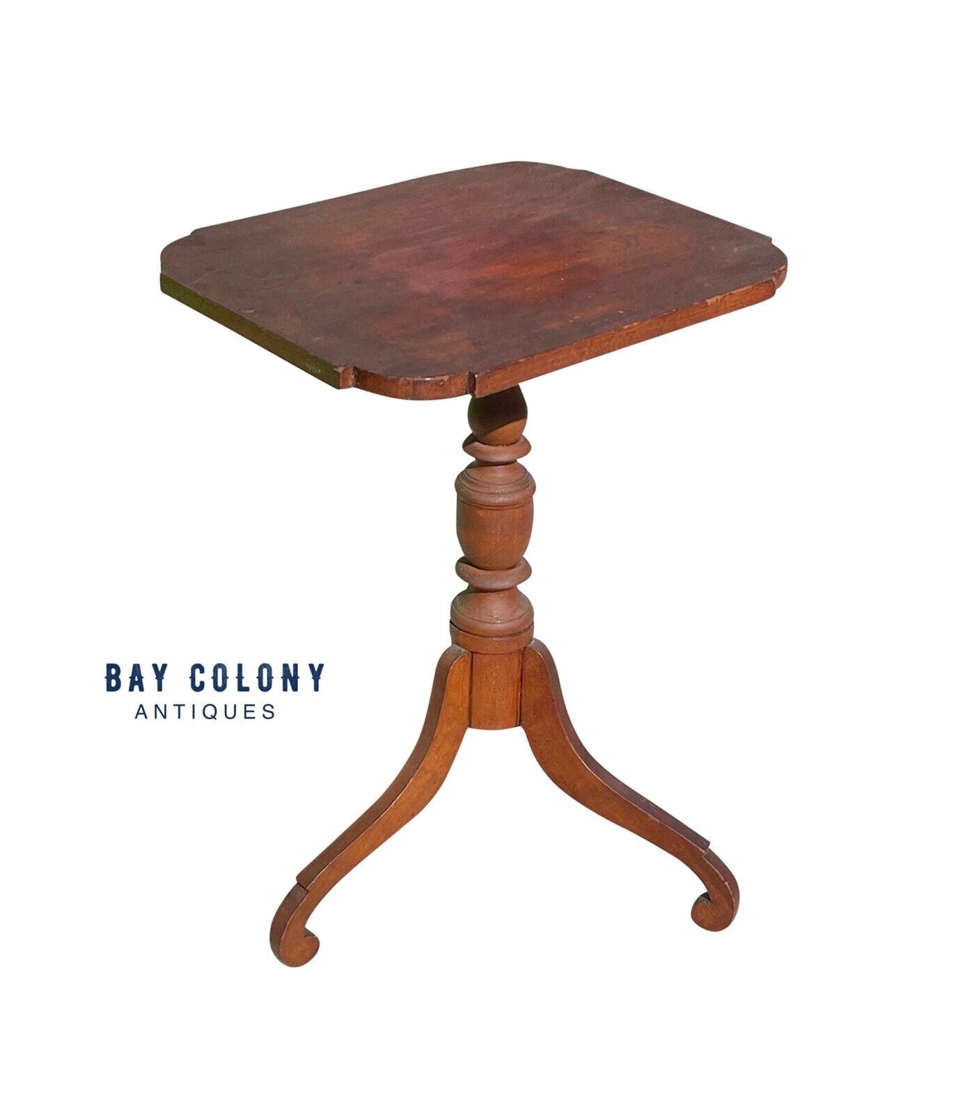 Federal Cherry New England Candlestand With Spider Legs & Ovolo Top Circa 1790