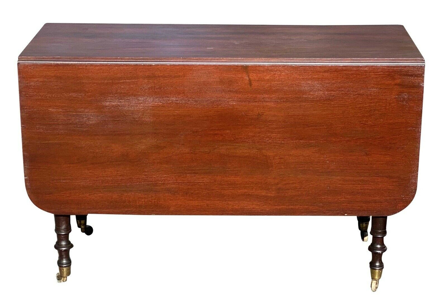 19th C Antique Sheraton Boston Mahogany Drop Leaf Dining Table