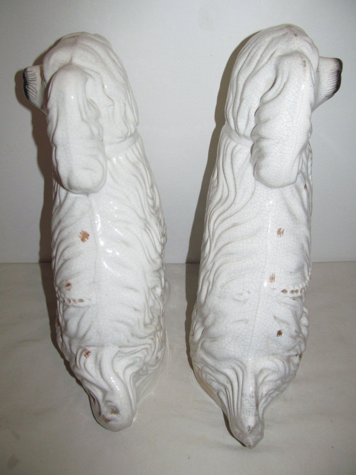 PAIR OF RARE 15 1/2" STAFFORDSHIRE SPANIELS