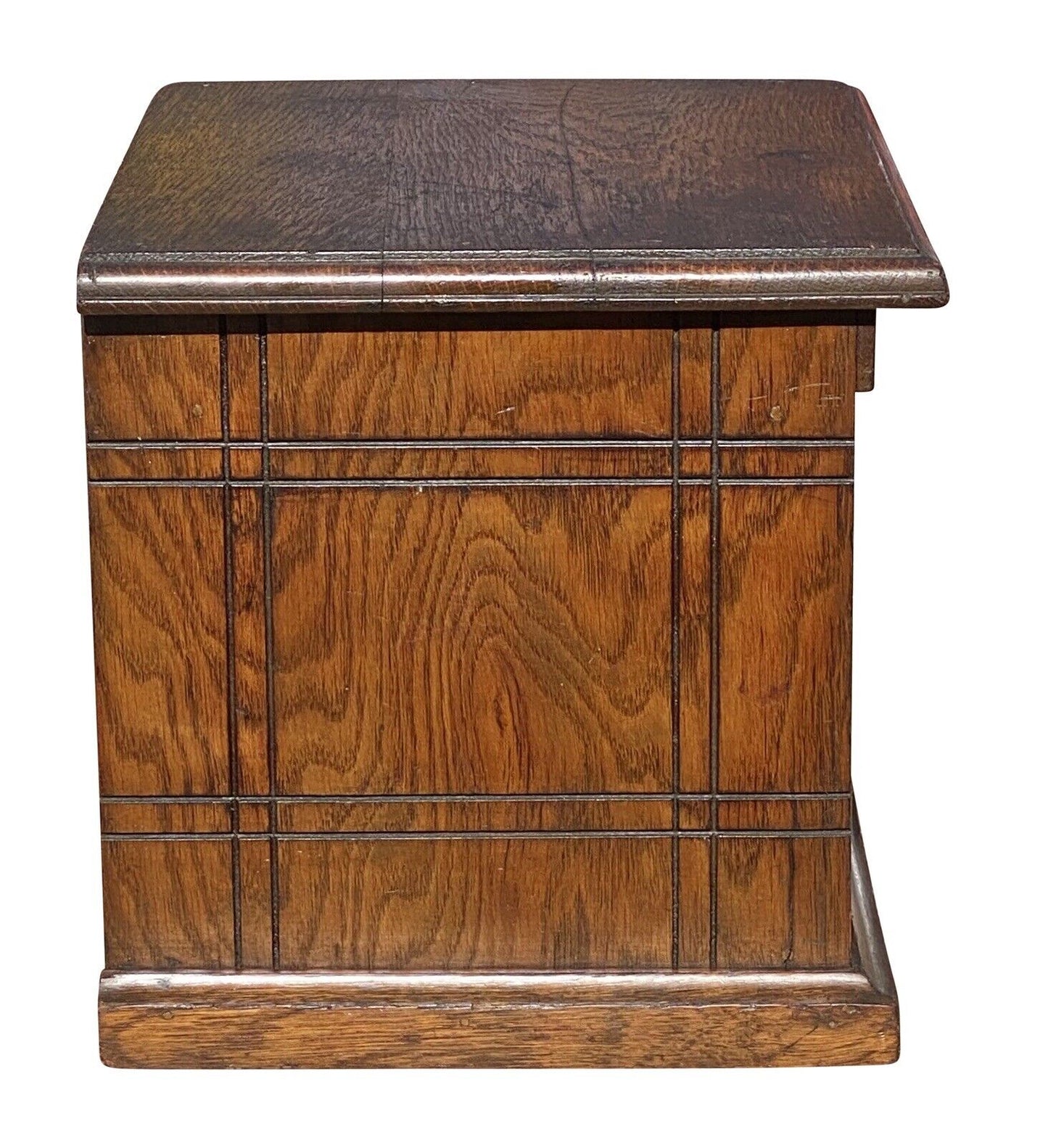20th C Antique Industrial Oak 2 Drawer Desktop Brown & Besly Letter File Cabinet