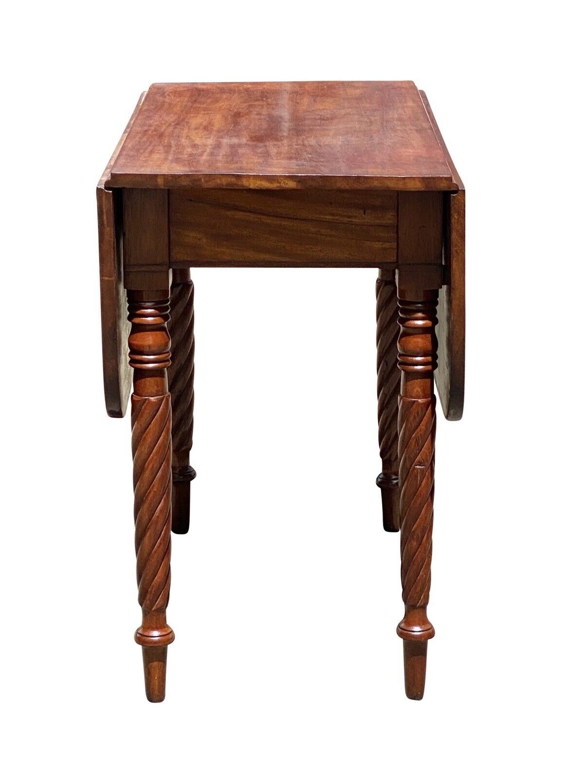 Antique Sheraton Mahogany Drop Leaf Dining Table with Rope Carved Legs