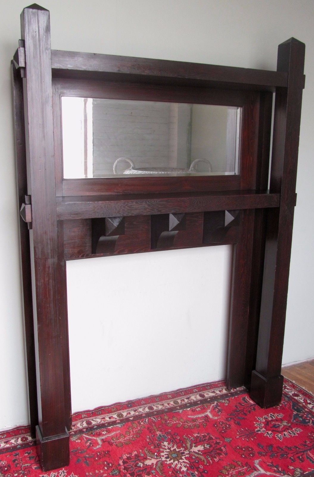 ANTIQUE RARE MISSION OAK ARTS & CRAFTS MANTLE IN FUMED ORIGINAL FINISH
