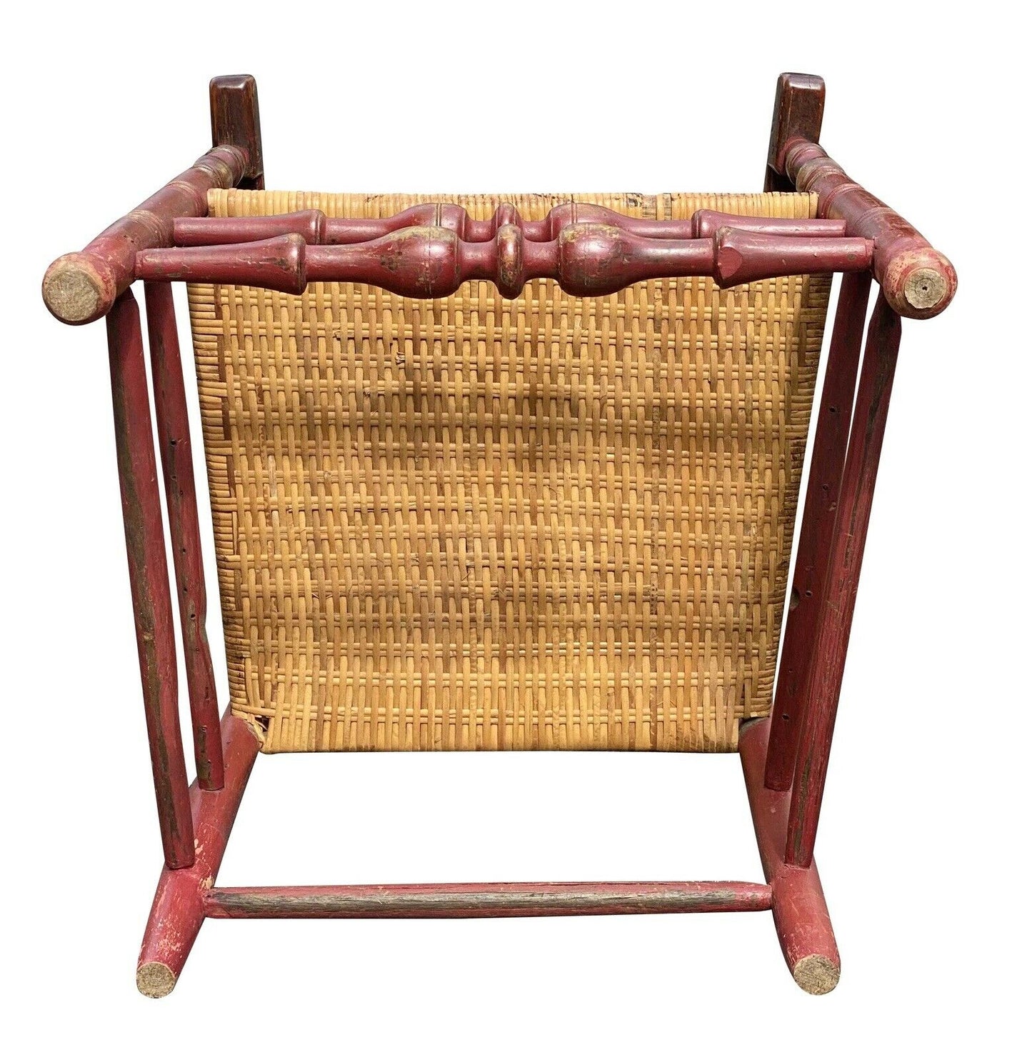 18TH C ANTIQUE QUEEN ANNE NEW ENGLAND LADDER BACK ARM CHAIR W/ SPLINT SEAT