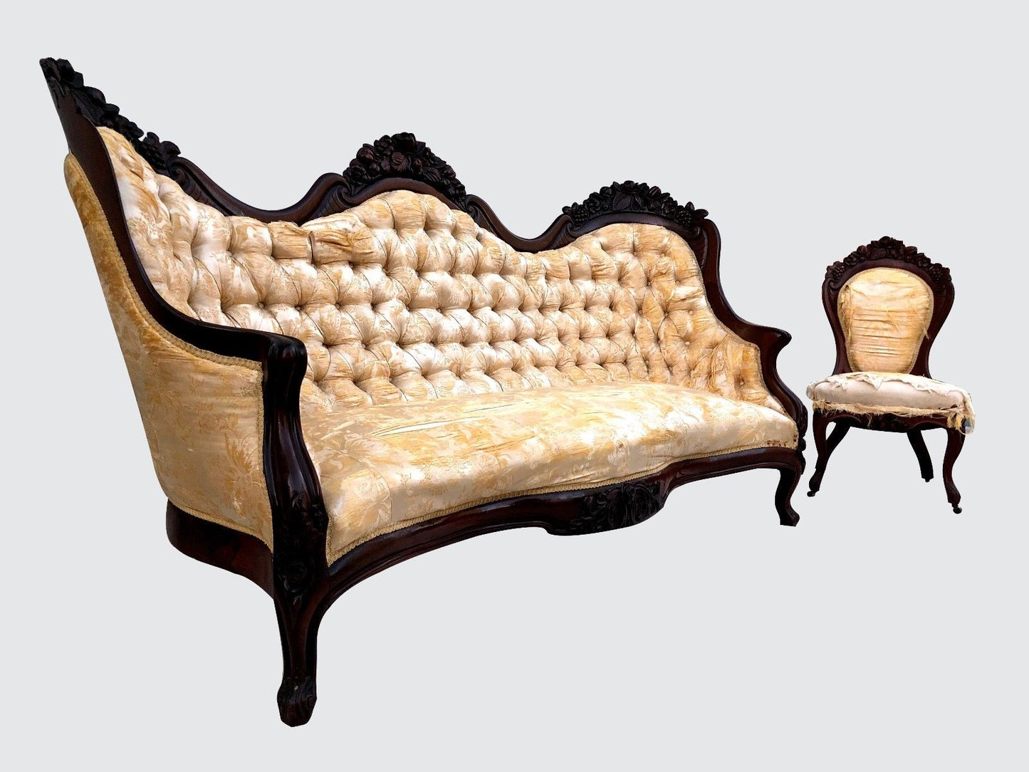 Important Victorian Carved Rosewood "Rosalie" Sofa Set By John Henry Belter