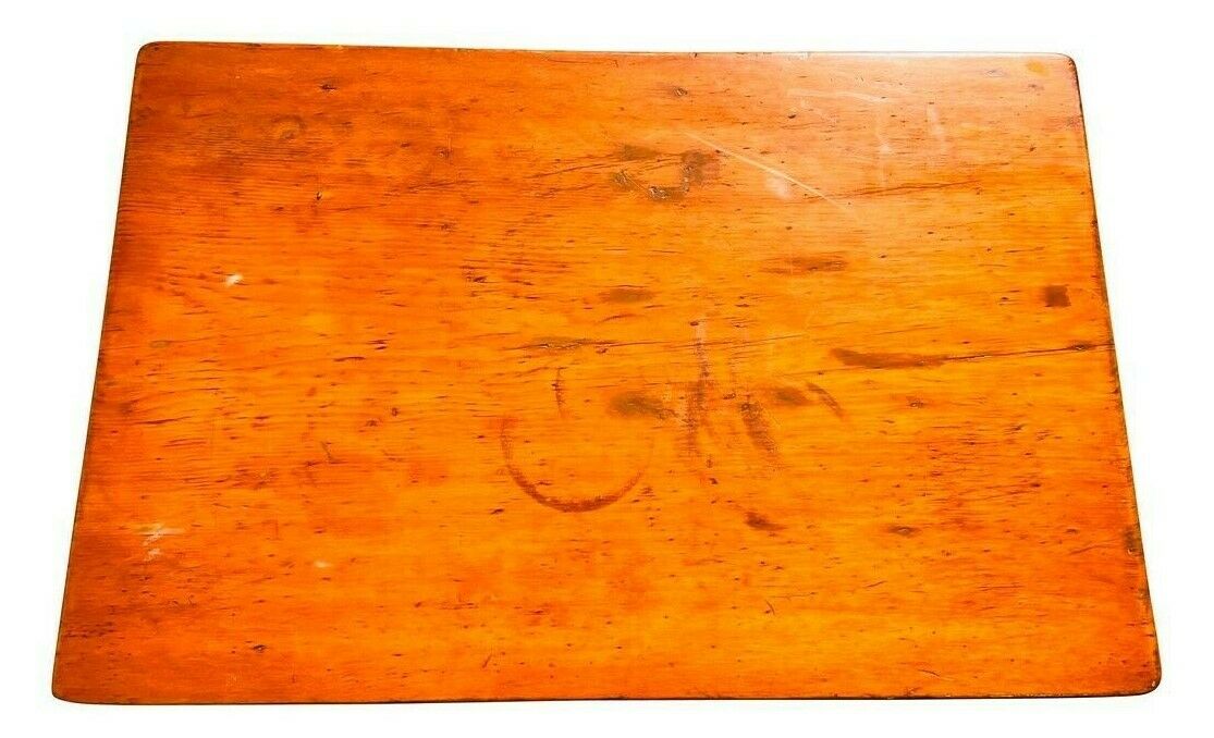 19TH C ANTIQUE COUNTRY PRIMITIVE PUMPKIN PINE 1 DRAWER TAVERN / TAP TABLE
