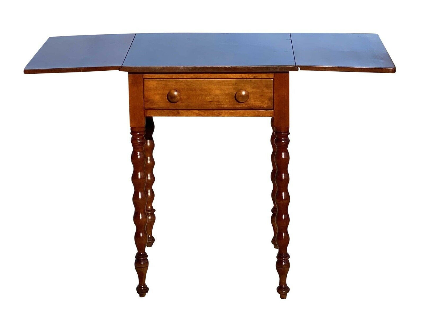 19th C Antique Sheraton Cherry Drop Leaf Work Table / Night Stand