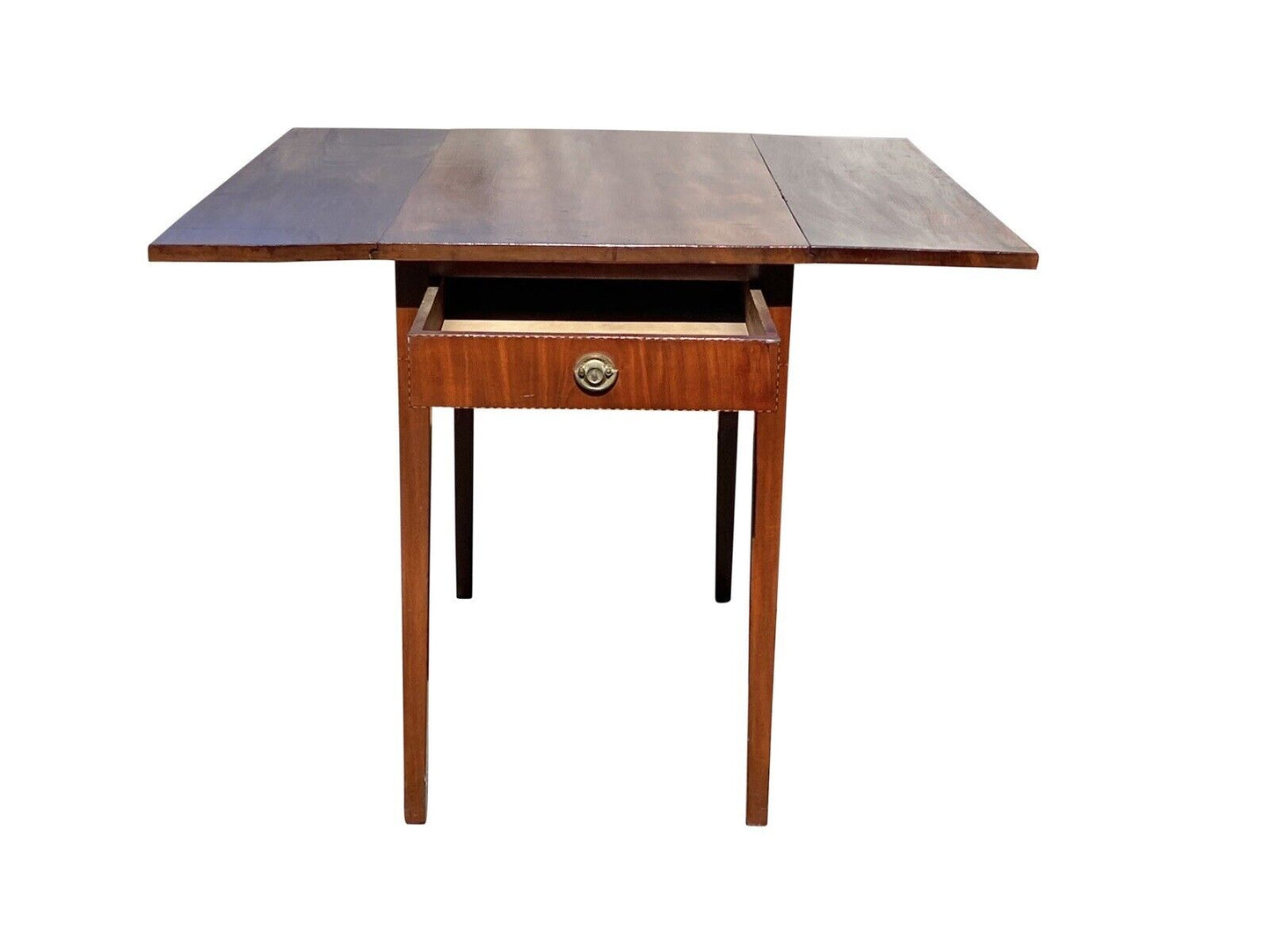 Antique Mahogany Federal Period Drop Leaf Table With Inlay & One Drawer