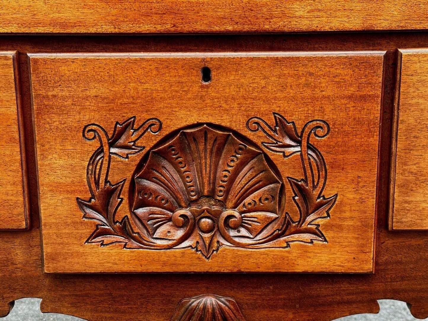 Antique Chippendale Style Mahogany Shell Carved Highboy on Ball & Claw Feet