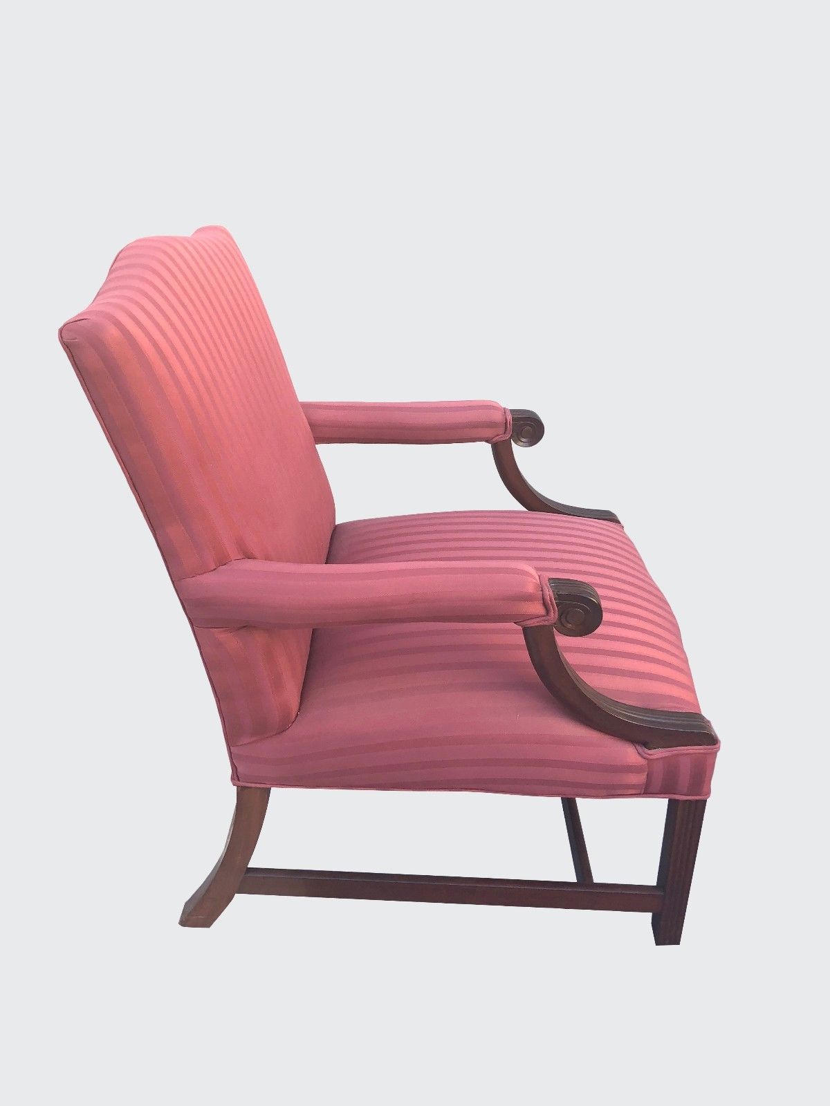 18TH CENTURY CHIPPENDALE MAHOGANY LOLLING CHAIR IN FABULOUS UPHOLSTERY