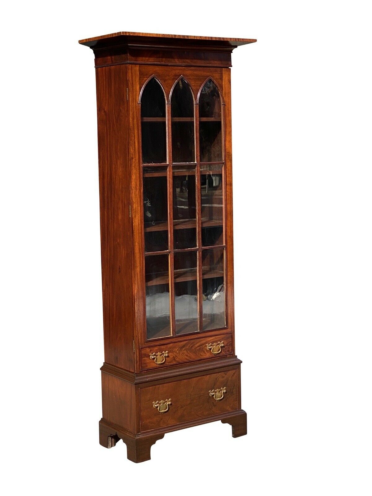 19th C Antique Salem Ma Mahogany Maritime Campaign Bookcase / Cabinet ~ Nautical