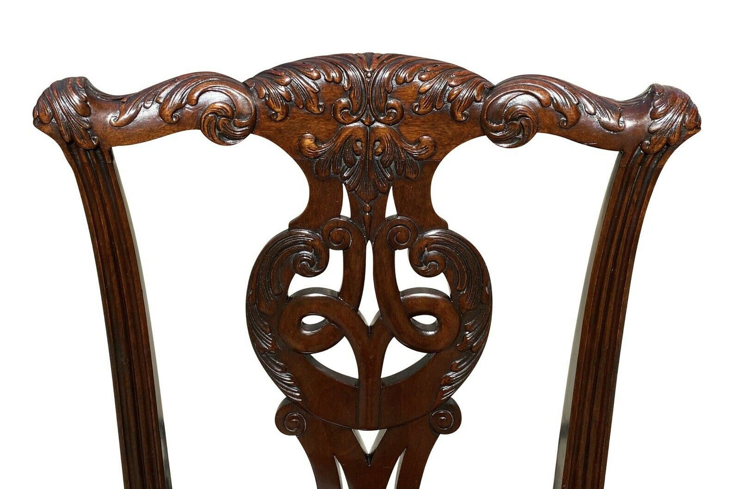 19TH C ANTIQUE SET OF 6 MAHOGANY IRISH CHIPPENDALE DINING CHAIRS