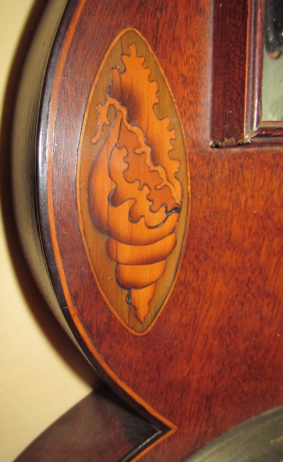 FINELY INLAID EARLY 19TH CENTURY BAROMETER WITH CONCH SHELLS & SEA ANEMONE
