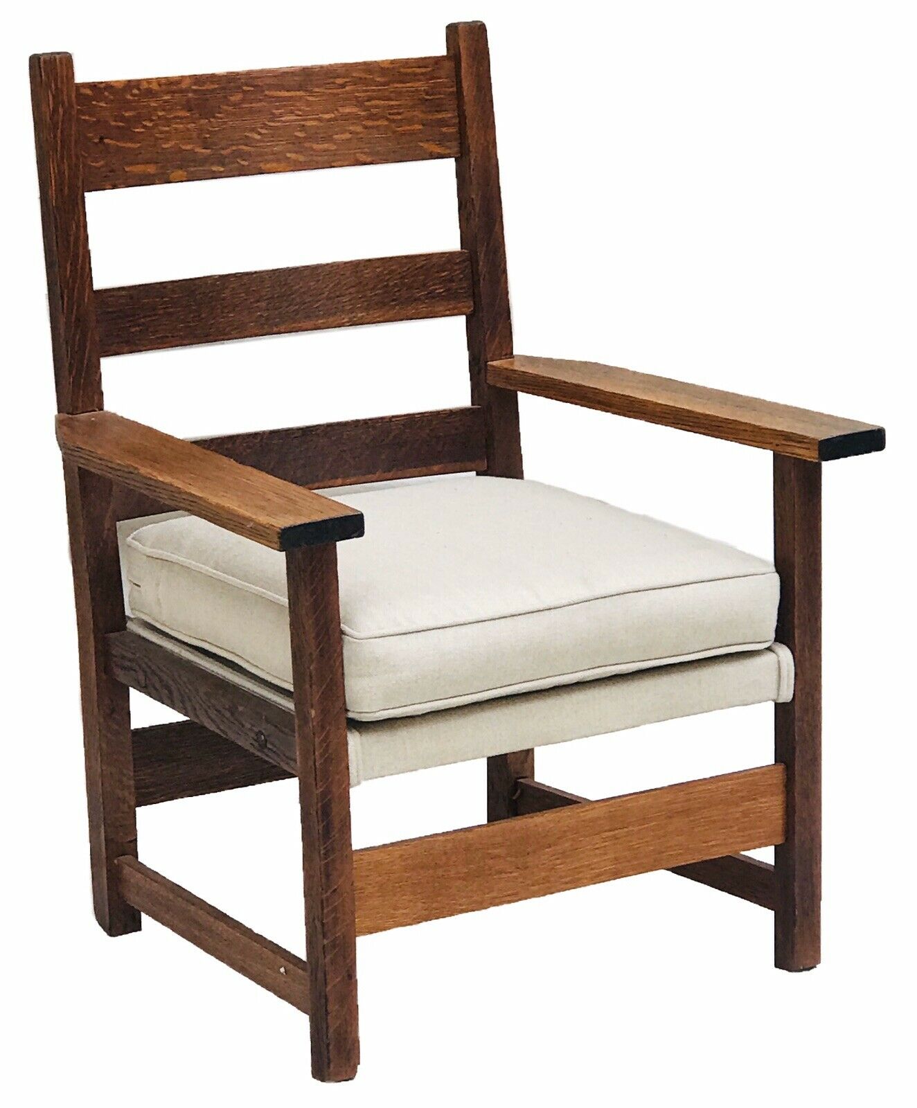 20TH C ANTIQUE ARTS & CRAFTS / MISSION OAK LADIES ARM CHAIR