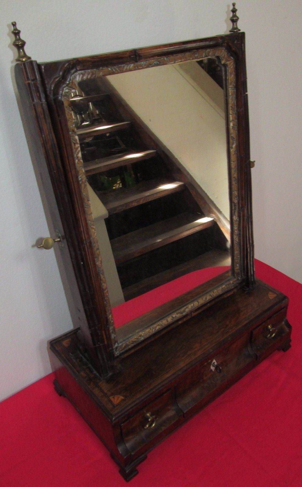 IMPORTANT EARLY 18TH CENTURY INLAID QUEEN ANNE SHAVING MIRROR-BEST SPECIMEN!
