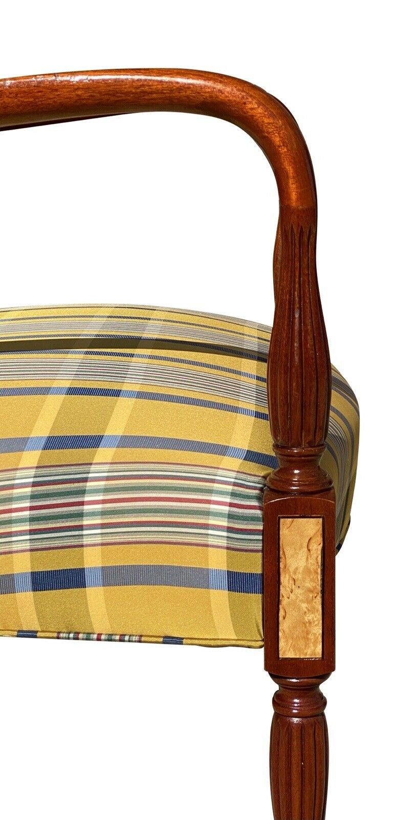 20th C Sheraton Antique Style Mahogany & Brids Eye Maple Lolling Chair