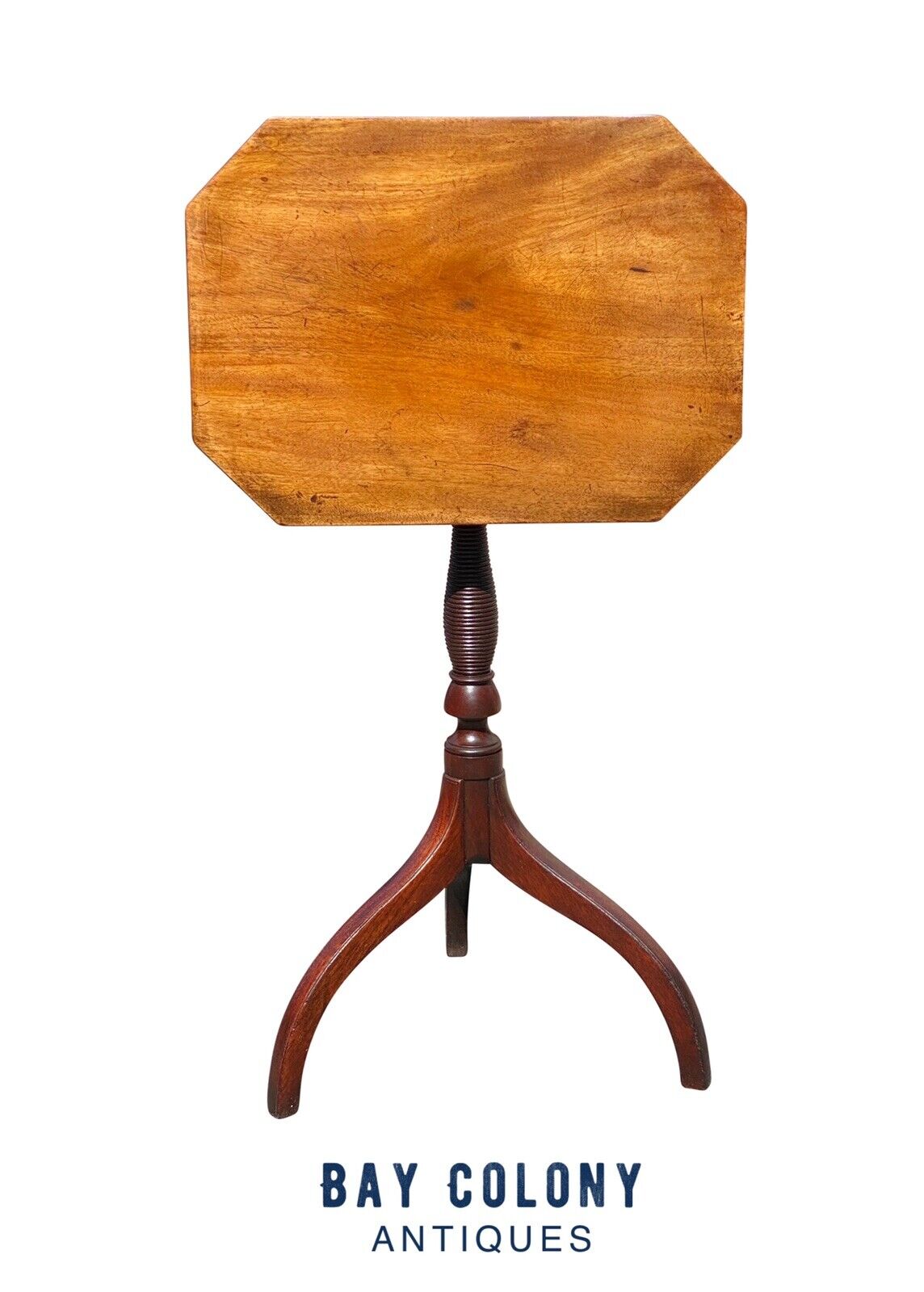 18th C Antique Federal Period Virginia Walnut Tilt Top Candle Stand