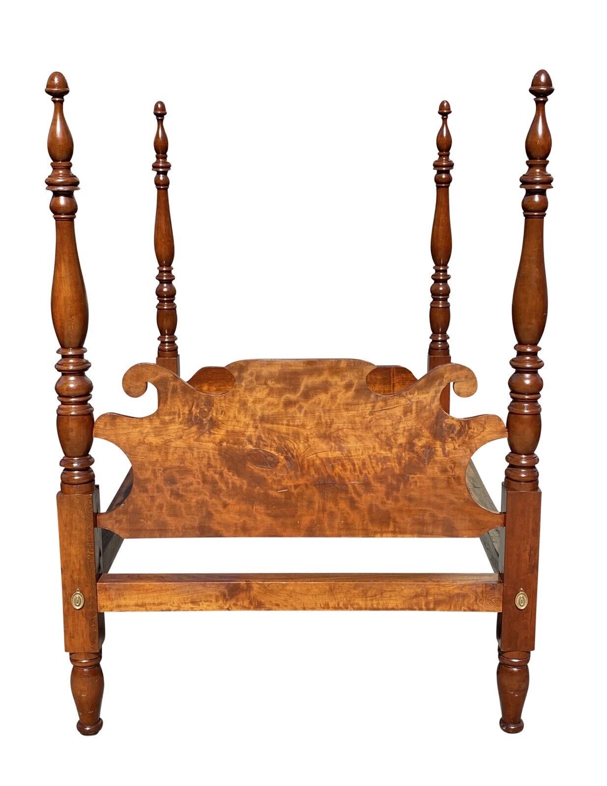 Late 18th Century Federal Antique Sheraton Cherry Four Poster Bed With Acorn Top
