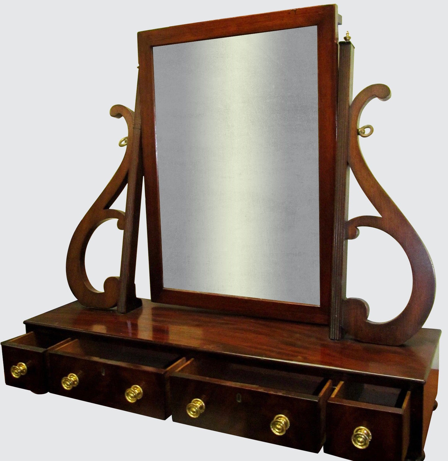 IMPORTANT FEDERAL MAHOGANY DRESSING MIRROR-JAMES HOY BOSTON 1815-1825
