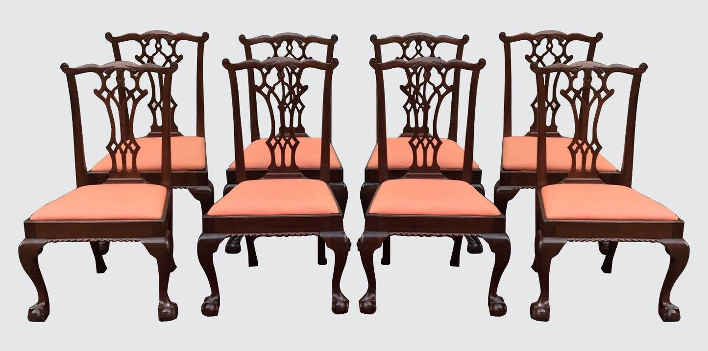 CHIPPENDALE STYLE SET OF 12 ANTIQUE MAHOGANY DINING CHAIRS & MASTERPIECES!