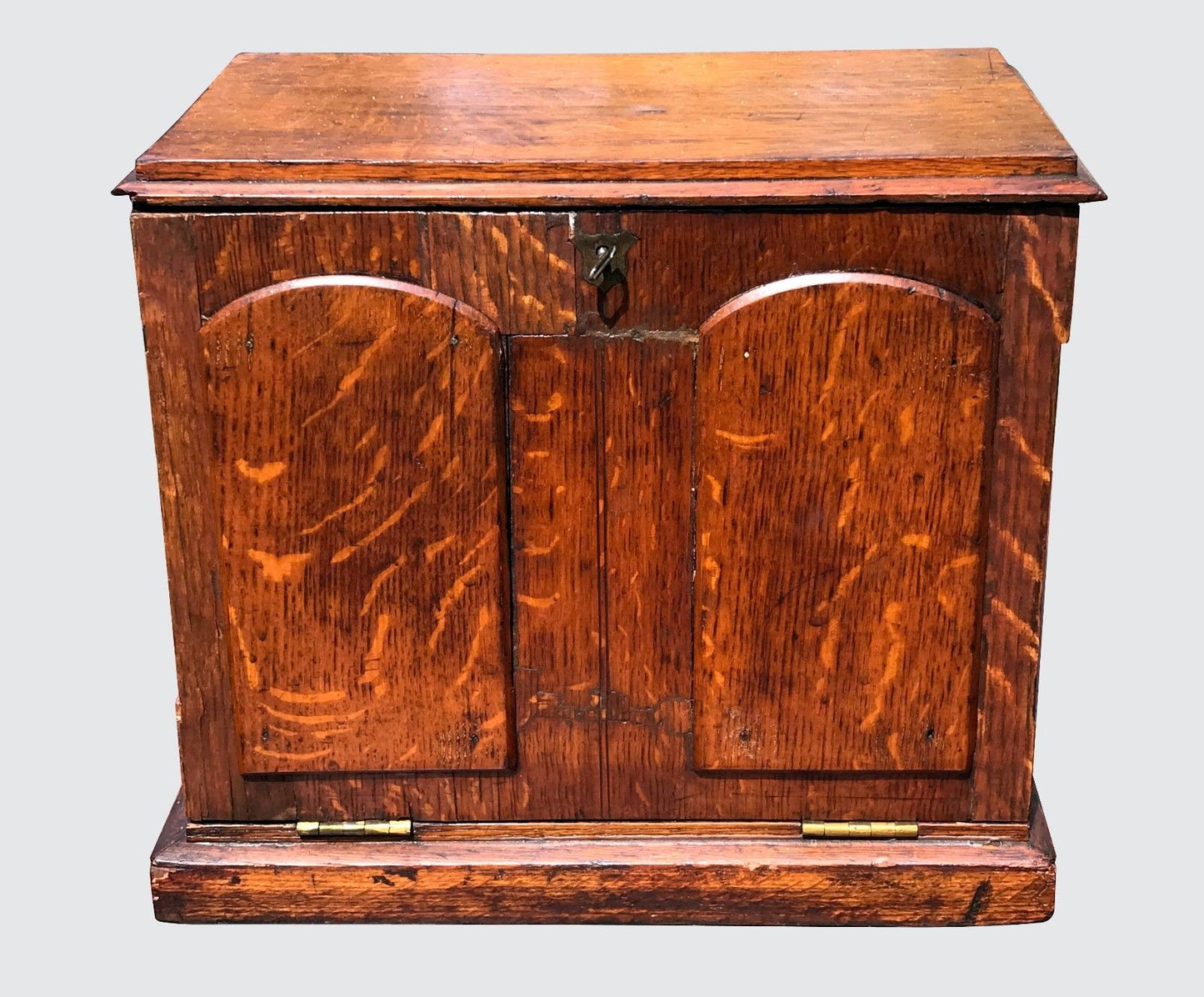 19TH C. ENGLISH TIGER OAK VICTORIAN DESK TOP LETTER / DOCUMENT BOX