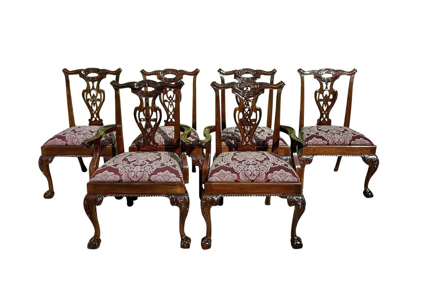 Set of Six Chippendale Philadelphia Style Mahogany Tasselback Dining Chairs