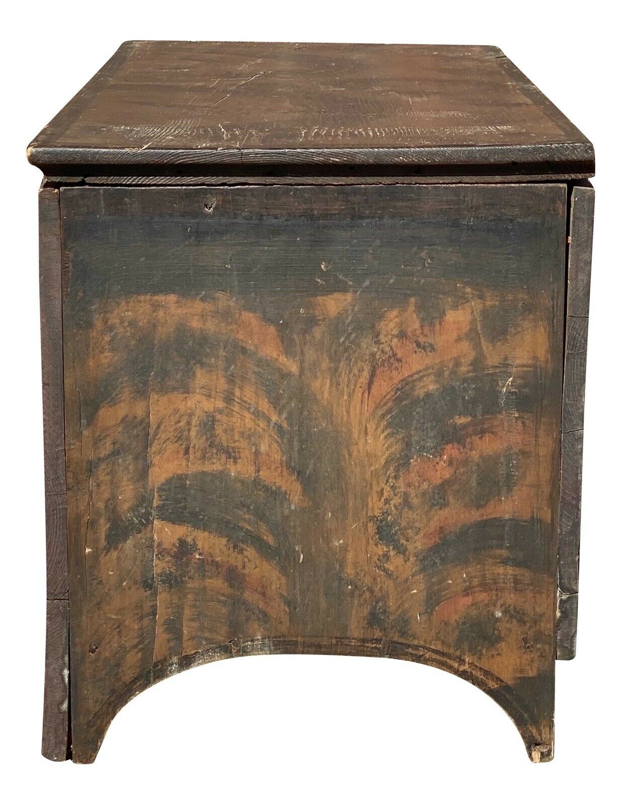 18th C Antique Federal Period Vermont Grain Painted Folk Art Box