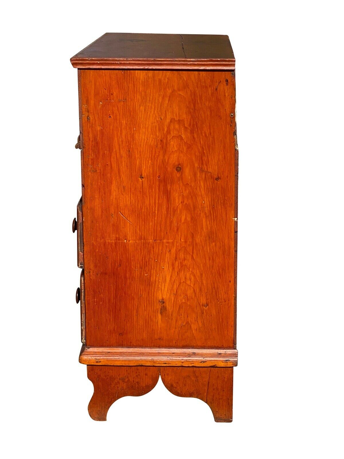 18th C Antique Queen Anne Country Primitive Blanket Box / Chest W Boot Jack Ends