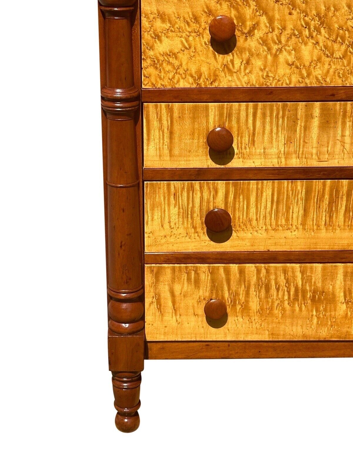 Early 19th Century Federal Birds Eye Maple Chest of Drawers With Cherry & Poplar