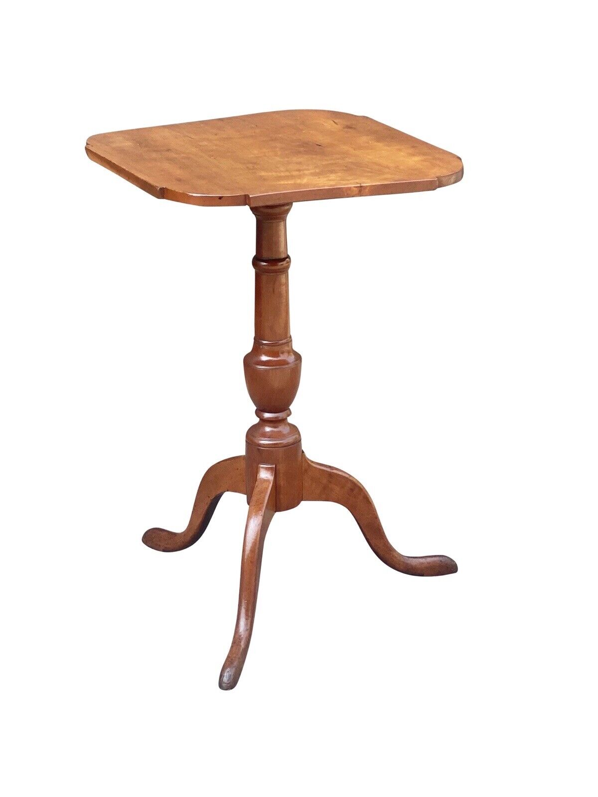 Antique Queen Anne Cherry Candlestand With Ovolo Top & Snake Legs