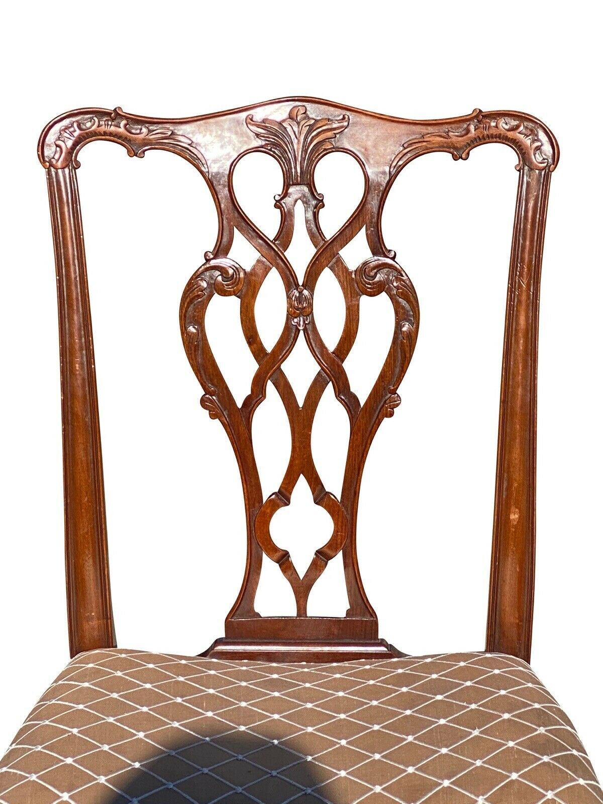 20TH C CHIPPENDALE ANTIQUE STYLE SET OF 8 CUSTOM MAHOGANY DINING CHAIRS