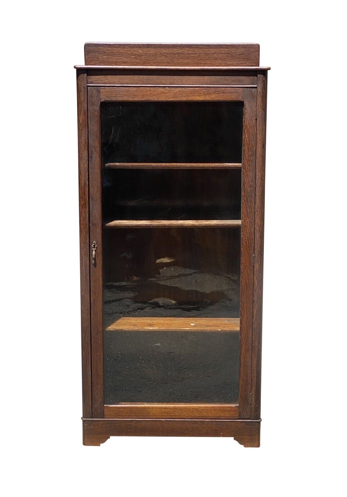Antique Arts & Crafts Tiger Oak Single Door Bookcase / China Cabinet