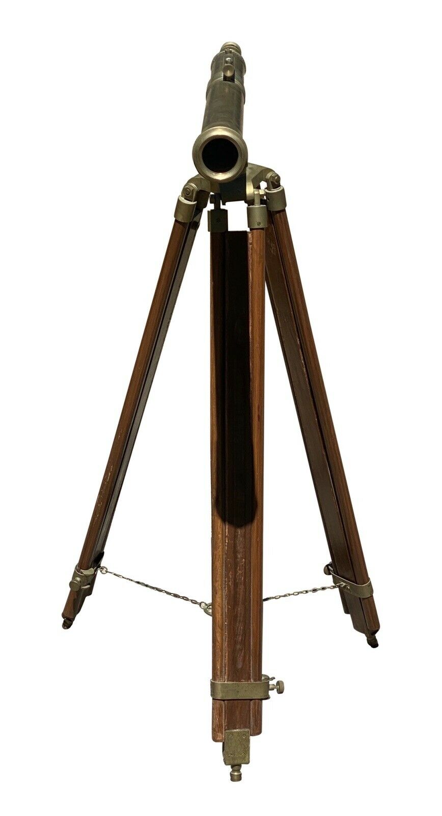 20TH C VINTAGE BRASS MARITIME ADJUSTABLE HEIGHT TELESCOPE ~ CLEAR WORKING OPTICS