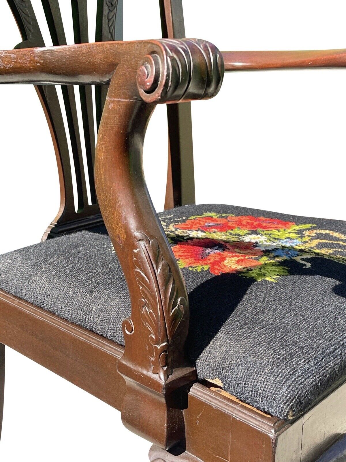 Late 19th Century Chippendale Mahogany Desk Chair - Elaborately Carved & Rare