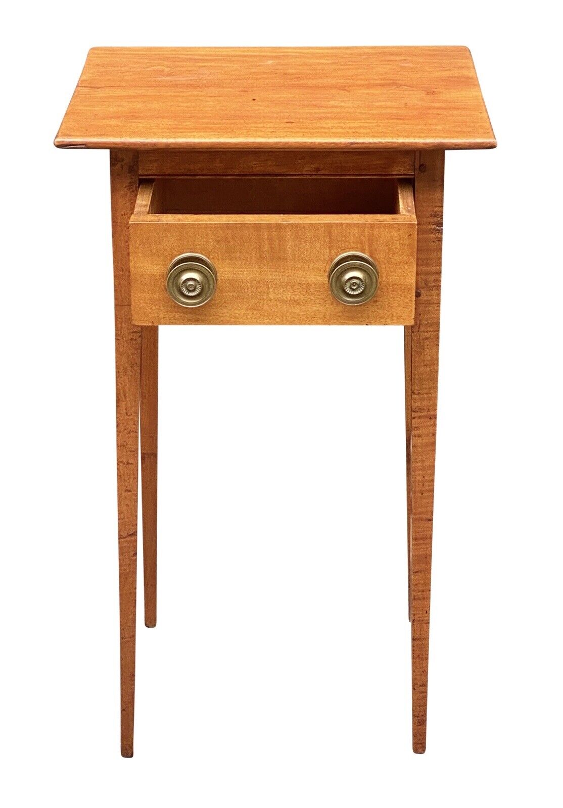 19th C Antique Federal Period Cherry & Tiger Maple Worktable / Nightstand