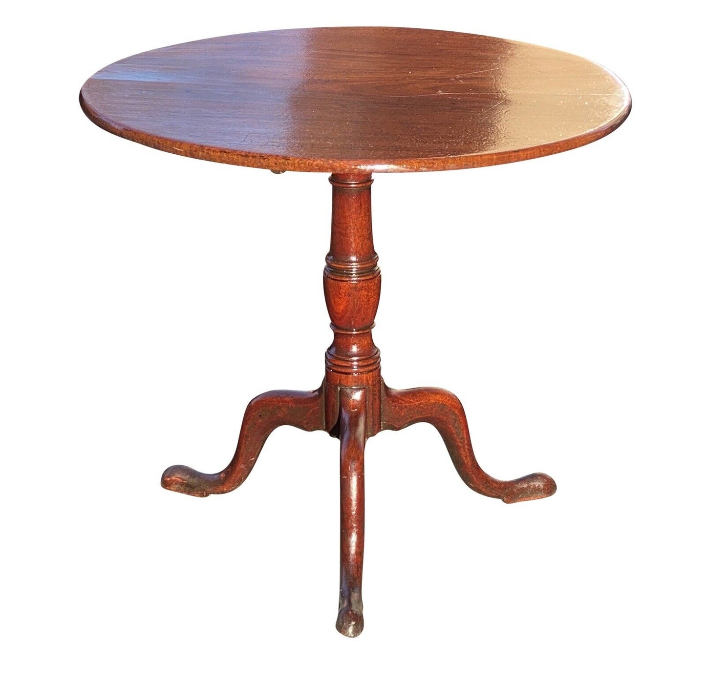 Antique South Carolina Queen Anne Walnut Tilt Top Table on Snake Legs