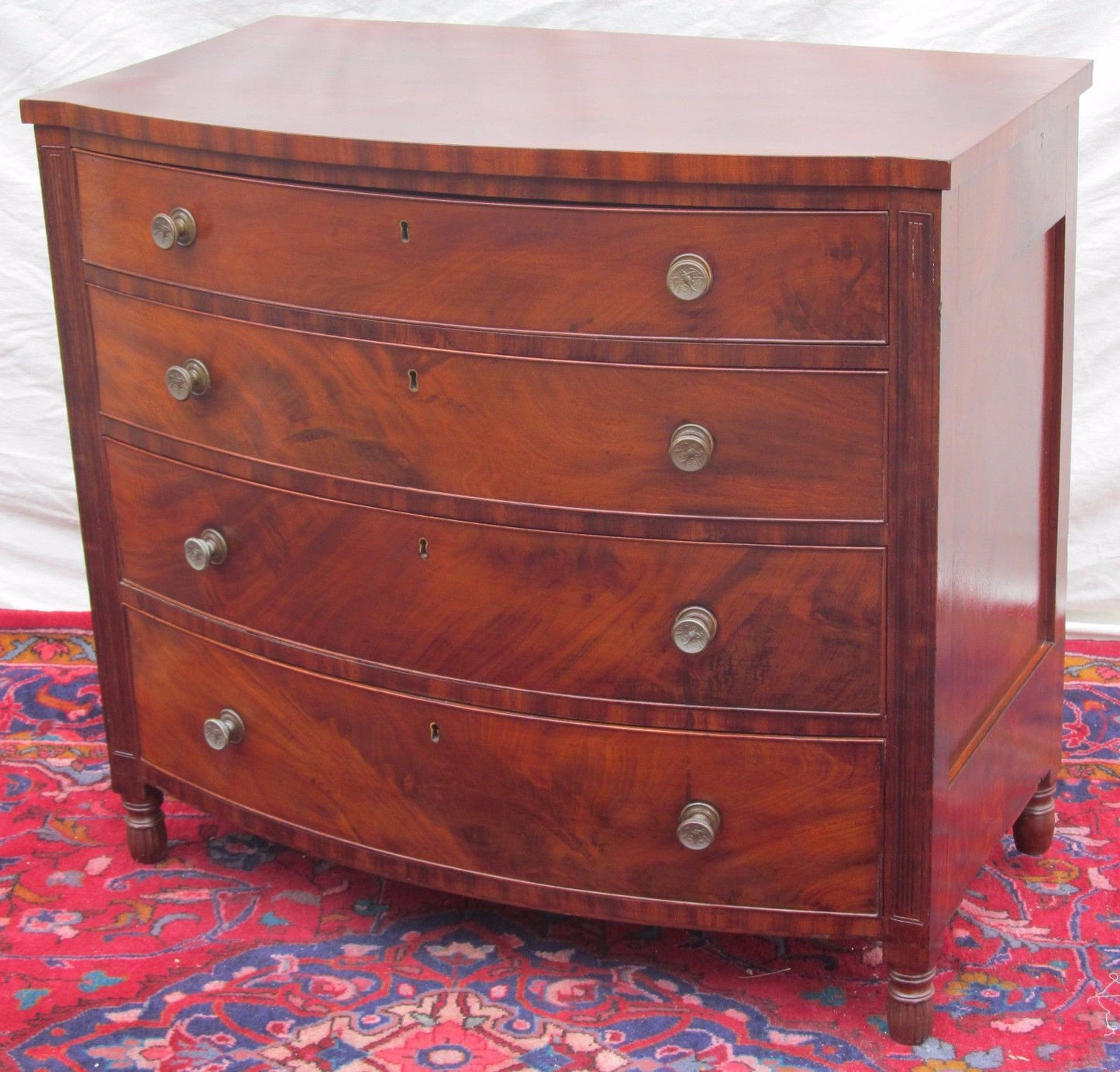 FEDERAL PERIOD PHILADELPHIA BOW FRONT MAHOGANY DRESSER