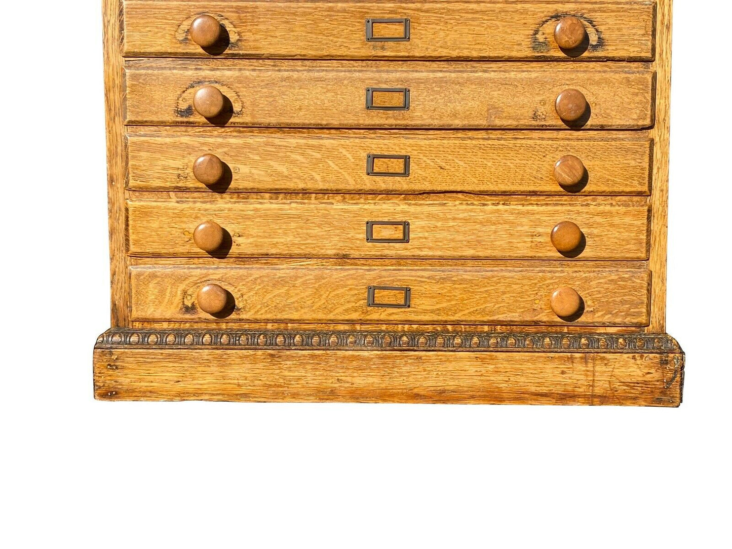 19TH C ANTIQUE INDUSTRIAL VICTORIAN OAK TYPE MAKERS / VERTICAL MAP FILE CABINET