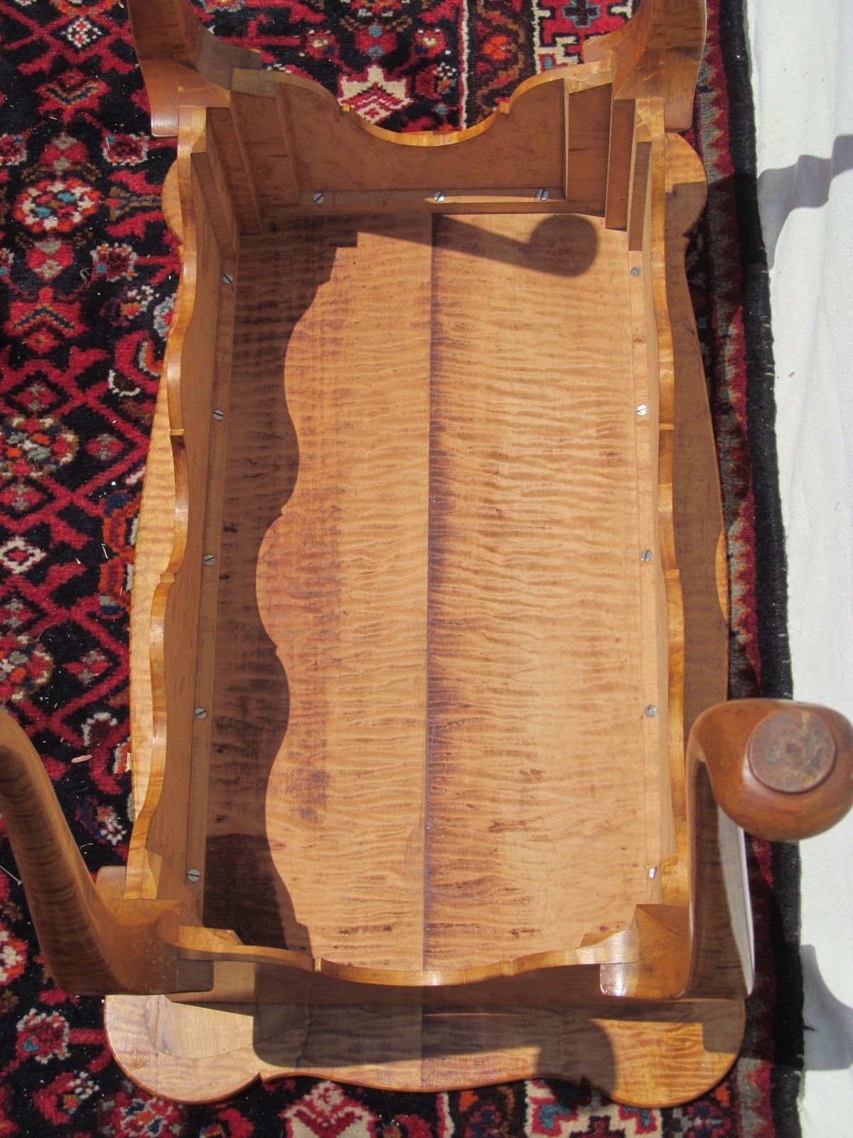 ULTRA HIGH QUALITY SOLID TIGER MAPLE QUEEN ANNE STYLED TEA TABLE ON PAD FEET