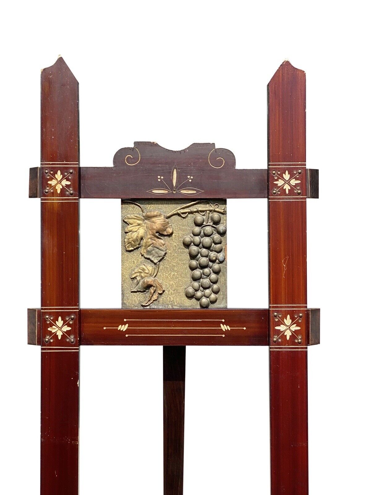 Antique Art Nouveau Fine Art Display Easel in Faux Mahogany Grain Painted Finish
