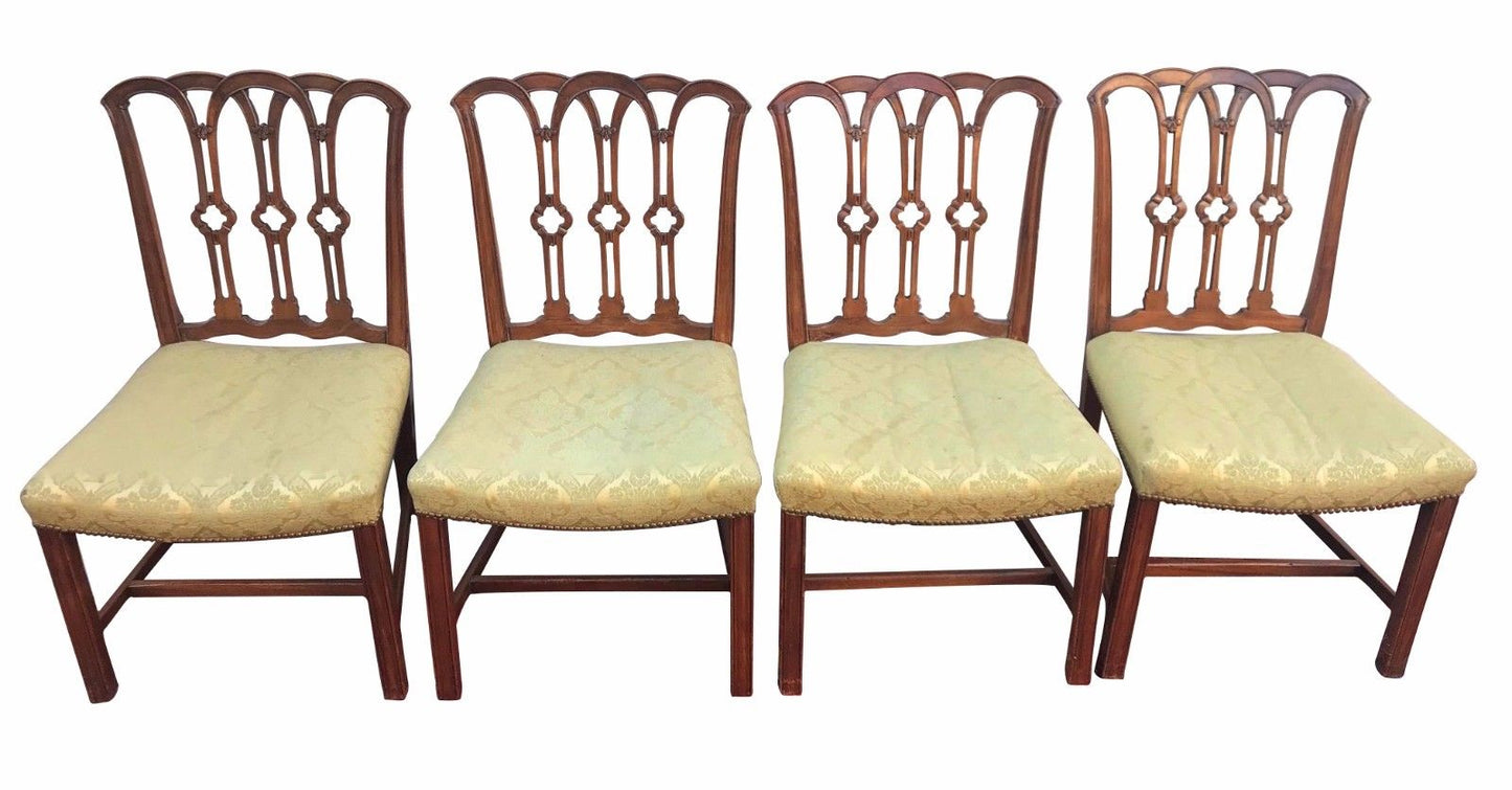 FINE CHIPPENDALE STYLE SET OF 8 MAHOGANY DINING CHAIRS WITH SPECIAL FEATURES