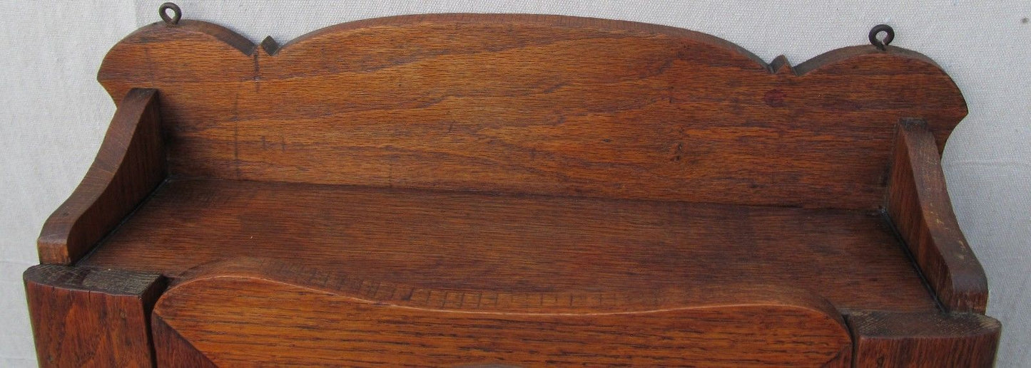 FINE VICTORIAN OAK MEDICINE CABINET WITH TOWEL BAR