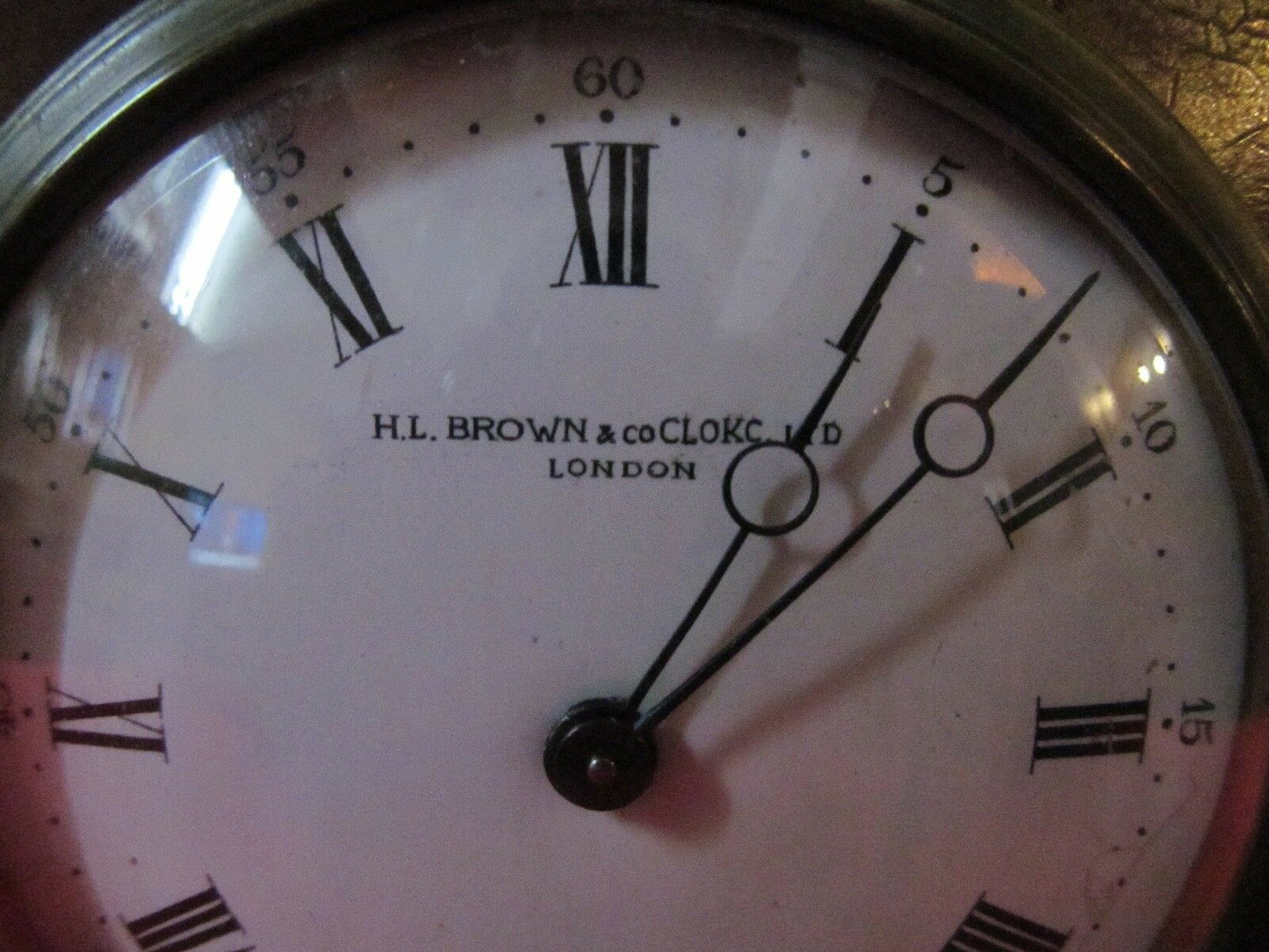 ANTIQUE FINELY INLAID EDWARDIAN MAHOGANY DESK CLOCK BY H. L. BROWN ENGLAND