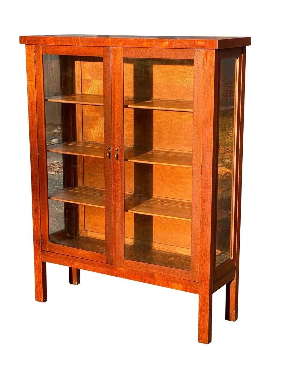 20TH C ANTIQUE ARTS & CRAFTS / MISSION OAK BOOKCASE / CHINA CABINET